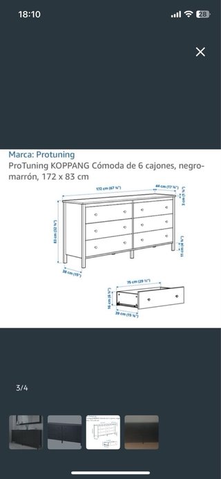 Cómoda IKEA KOPPANG Negra 6 Cajones