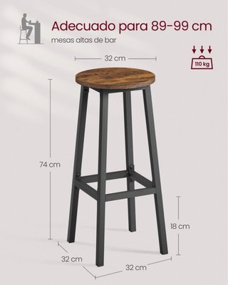 Taburetes de bar madera y metal (2 unidades)