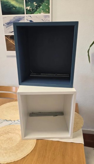 Cubos Ikea EKET azul y blanco