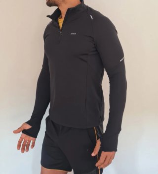 Camiseta Kiprun Run 500 Warm negro, manga larga