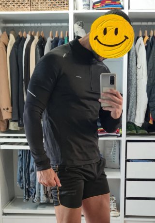 Camiseta Kiprun Run 500 Warm negro, manga larga