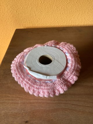 Porta rollo papel higiénico tejido rosa