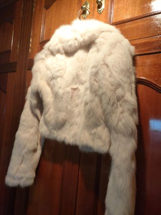 Chaqueta pelo conejo natural rosa claro