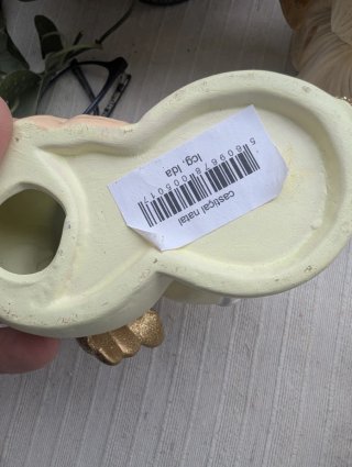 Castiçal Anjo Natal Cerâmica Dourado