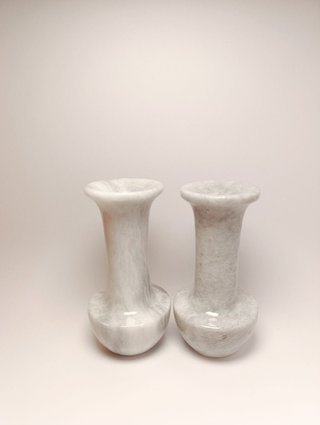 Coppia Vasi Piccoli Marmo Bianco Artigianali