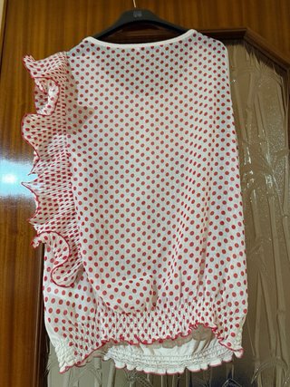 Top Fornarina Beige con Pois Rosso