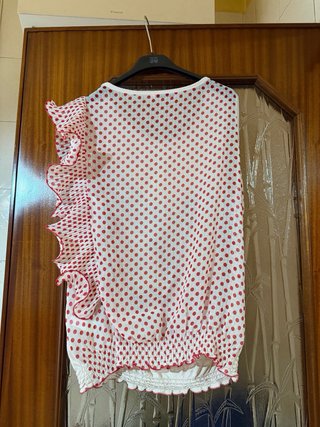 Top Fornarina Beige con Pois Rosso