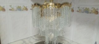 Lámpara colgante cristal y metal dorado