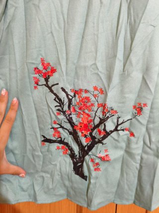 Camisa verde estampada japonesa Talla L