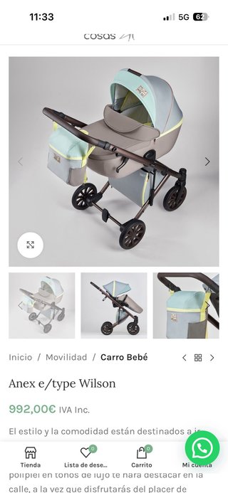 Cochecito Anex Verde Menta con Accesorios