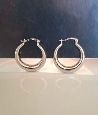 Pendientes Aro Grueso Plata 3cm