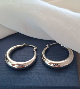 Pendientes Aro Grueso Plata 3cm