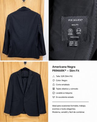 Americana nera slim fit Primark taglia 52R