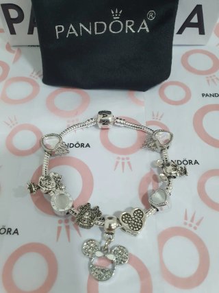 Pulsera Pandora Charms Minnie y Corazones