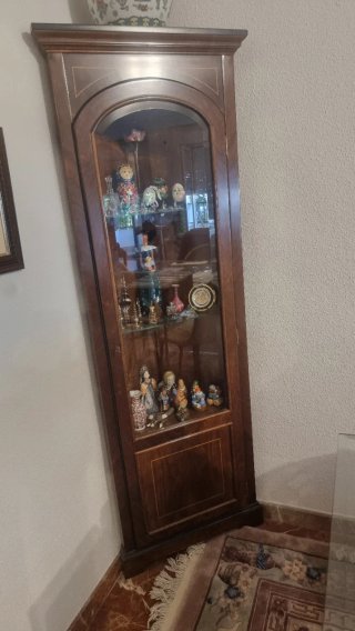 Vitrina Esquinera Madera y Cristal