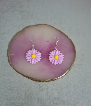 Pendientes margarita lila y amarillo