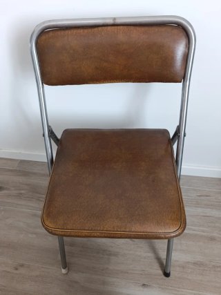 Silla Plegable Vintage Cuero y Metal
