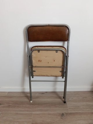 Silla Plegable Vintage Cuero y Metal