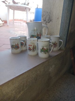 Juego Jarra y 6 Vasos La Cartuja, tematica coches
