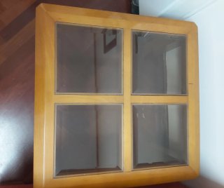 Mesa de centro y mesita auxiliar madera y cristal