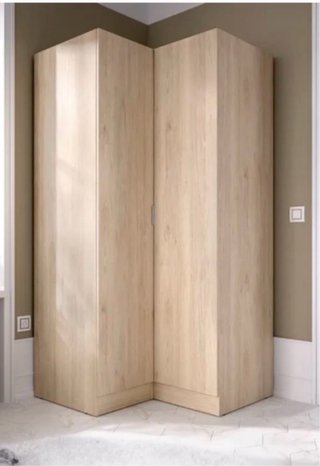 Armario esquinero madera beige/marrón
