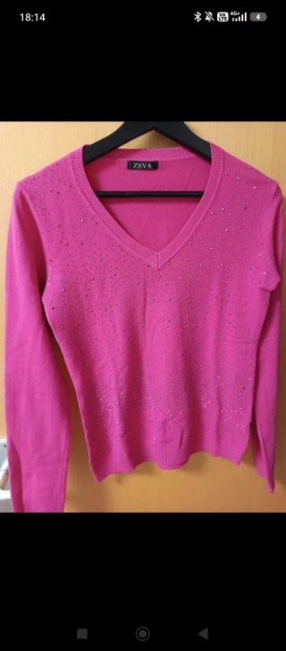 Jersey fino ZEVA rosa con pedrería
