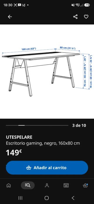 Escritorio Gaming Negro. Nuevo, perfecto estado.