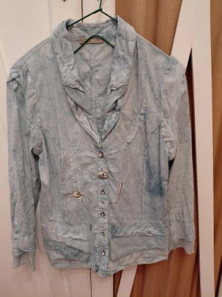 Americana mujer verano azul y blanco