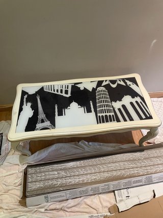 Mesa de salón cristal y madera
