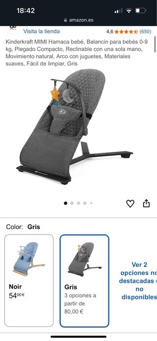 Kinderkraft MIMI Hamaca Bebé Gris