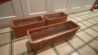 Jardineras de barro 2 uds 40x18x17 + 1 ud 62x18x16