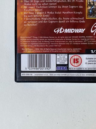 Mortal Kombat Trilogy Sega Saturn Edicion PAL