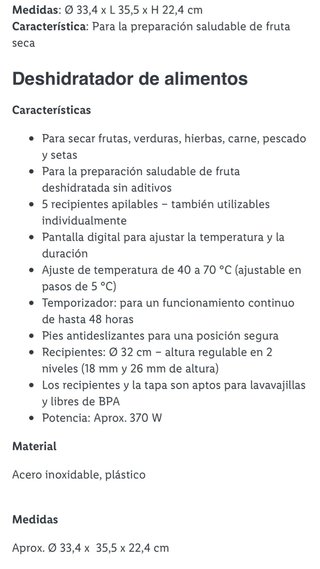 Silvercrest Deshidratador de Alimentos