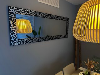 Espejo Decorativo XL Marco Negro y Plata