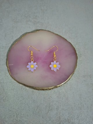 Pendientes flor morada y dorada