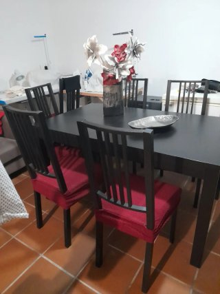 Mesa comedor negra 6 sillas Ikea color wengué