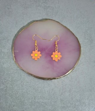 Pendientes flor naranja y dorado