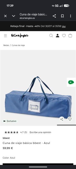 Cuna de viaje con colchón