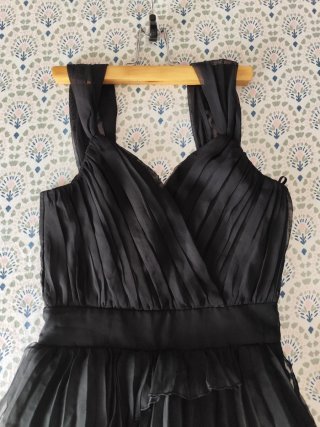 Vestido negro tul Mango vintage