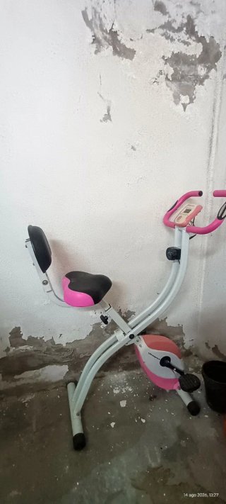 Bicicleta Estática Rosa y Blanca Ultrasport