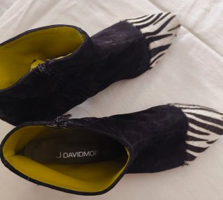 Stivaletti neri con fantasia zebra in pelle vera