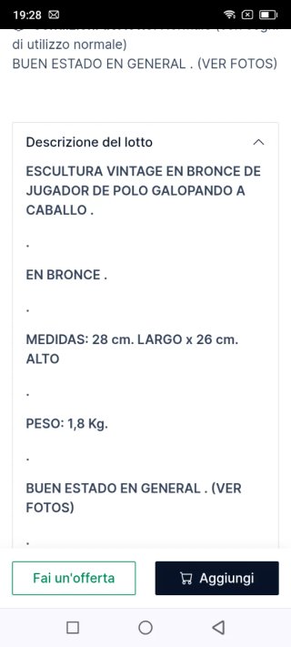 Figura bronce vintage polista a caballo