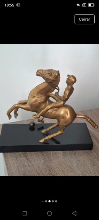 Figura bronce vintage polista a caballo