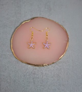 Pendientes estrella lila y dorados