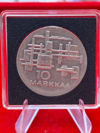 Moneda Finlandia 10 Marcos 1967 Plata 0.900