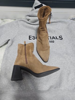 Botines de tacón mujer beige/marrón