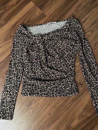 Top Leopardo Punto Fino Manga Larga