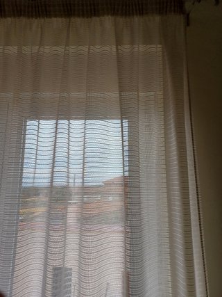 2 cortinas visillos crema