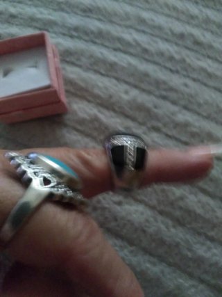 Anillo Plata Ley Negro y Circonitas