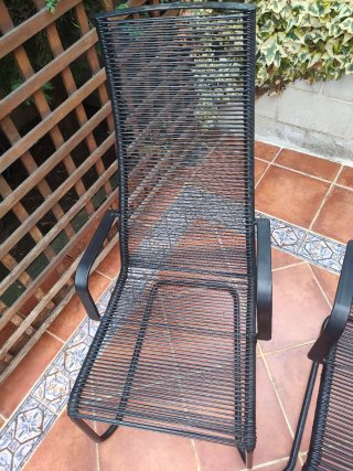 2 Sillas y Reposapiés Jardín Negro